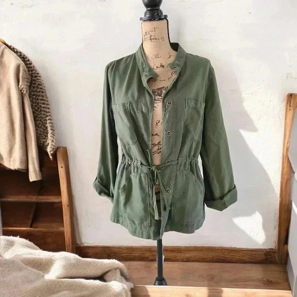 Sanctuary Olive Green Snap Front Lightweight Utility safari Jacket - Picture 3 of 6